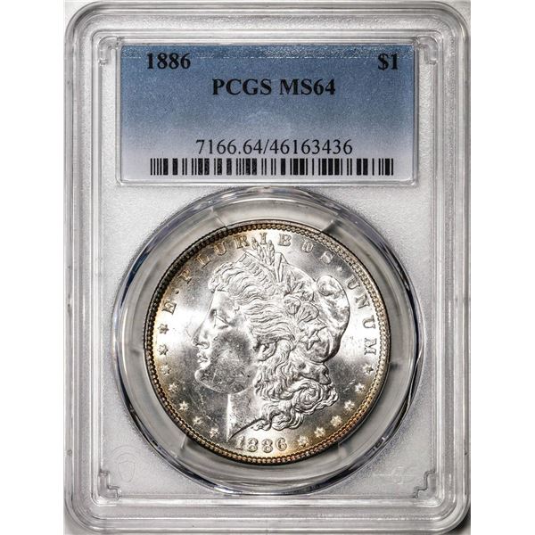 1886 $1 Morgan Silver Dollar Coin PCGS MS64