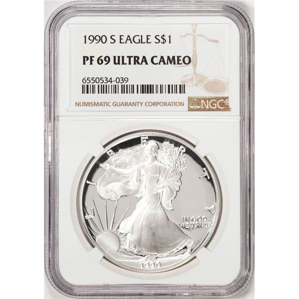 1990-S Proof $1 American Silver Eagle Coin NGC PF69 Ultra Cameo