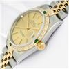 Image 4 : Rolex Mens Two Tone Champagne Index Emerald and Diamond Datejust Wristwatch