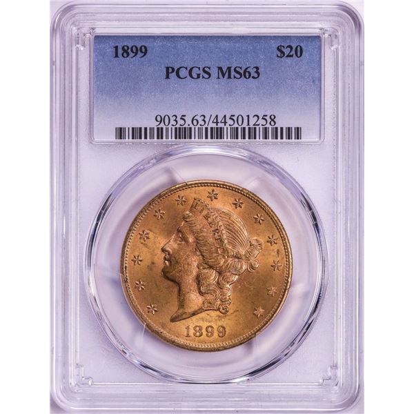 1899 $20 Liberty Head Double Eagle Gold Coin PCGS MS63