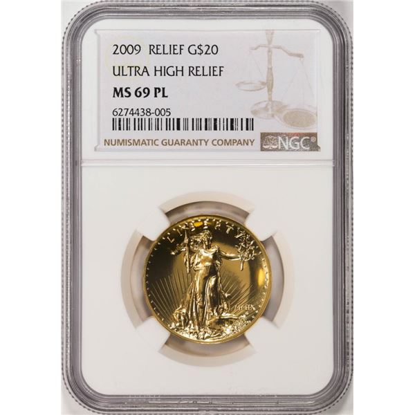 2009 $20 Ultra High Relief Double Eagle Gold Eagle Coin NGC MS69 PL