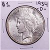 Image 1 : 1934-D $1 Peace Silver Dollar Coin