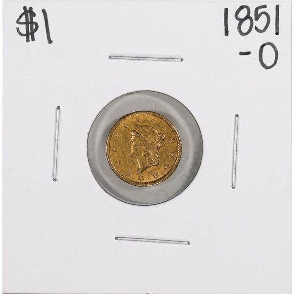 1851-O $1 Liberty Head Gold Dollar Coin Solder Mark on Reverse