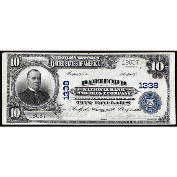 1902PB $10 National Bank and Trust Co. Hartford, CT CH# 1338 National Currency Note