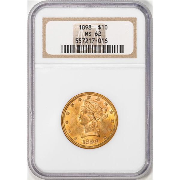 1898 $10 Liberty Head Eagle Gold Coin NGC MS62