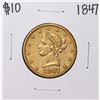 Image 1 : 1847 $10 Liberty Head Eagle Gold Coin