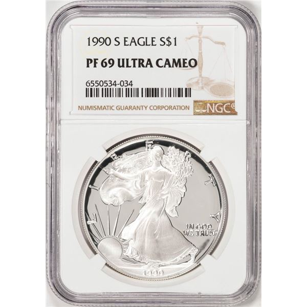 1990-S Proof $1 American Silver Eagle Coin NGC PF69 Ultra Cameo