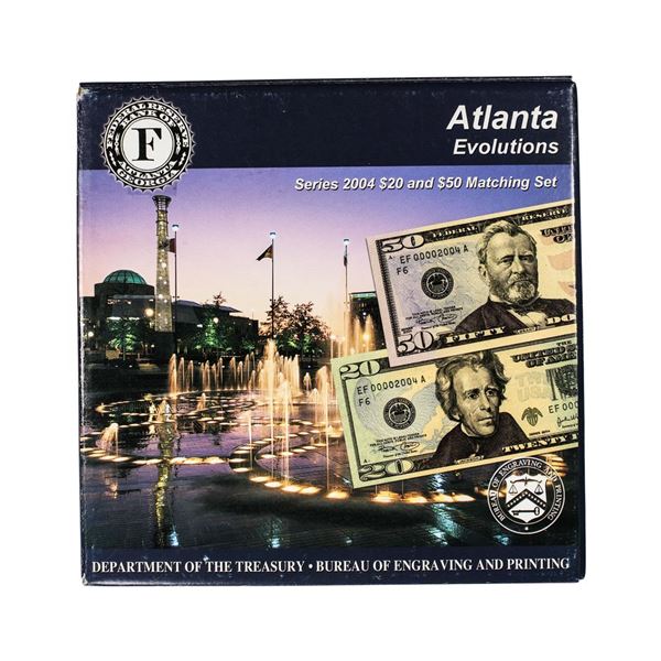 Evolutions Series 2004 $20 & $50 Federal Reserve Note Atlanta Matching Serial Numbers