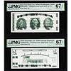 Image 1 : Set of Giori Test Note Washington & Lincoln Memorial PMG Superb Gem Unc 67EPQ