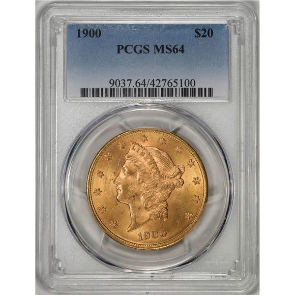 1900 $20 Liberty Head Double Eagle Gold Coin PCGS MS64