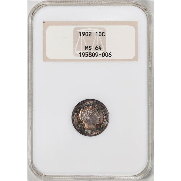 1902 Barber Dime Coin NGC MS64 Amazing Toning Old Holder