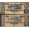 Image 1 : Lot of (2) 1864 $10 Confederate States of America Notes