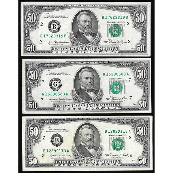 Lot of (3) 1981 & 1985 $50 Federal Reserve Notes