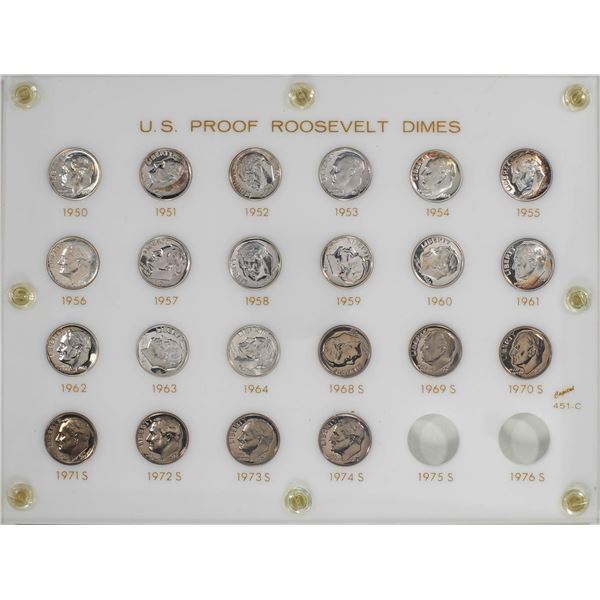 Set of 1950 - 1974 Roosevelt Dime (22) Coin Set in Capital Plastics Holder