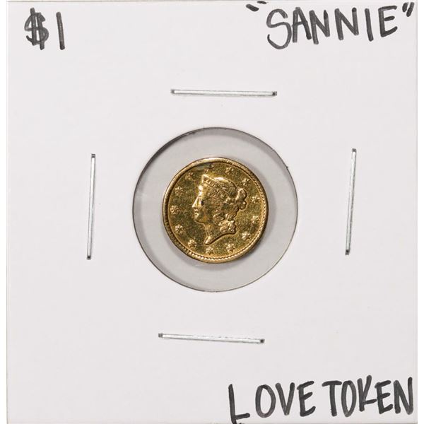 ND $1 Liberty Head Gold Dollar Love Token  Sannie  Coin