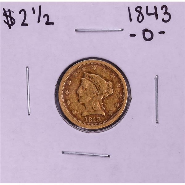 1843-O Small Date $2 1/2 Liberty Head Quarter Eagle Gold Coin