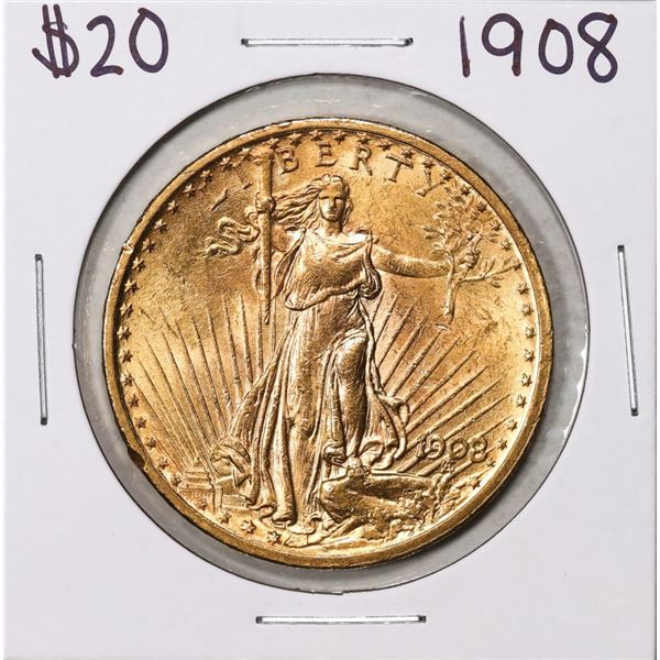 1908 $20 St. Gaudens Double Eagle Gold Coin