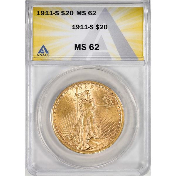 1928 $20 St. Gaudens Double Eagle Gold Coin ANACS MS62