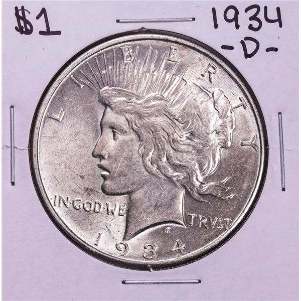 1934-D $1 Peace Silver Dollar Coin