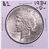 Image 1 : 1934-D $1 Peace Silver Dollar Coin
