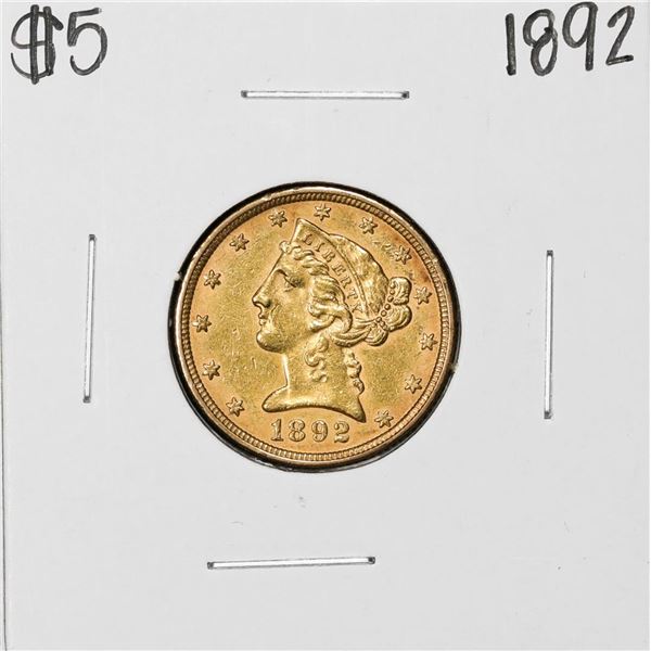 1892 $5 Liberty Head Half Eagle Gold Coin