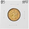 Image 1 : 1892 $5 Liberty Head Half Eagle Gold Coin