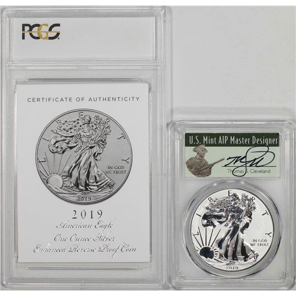 2019-S Enhanced Reverse Proof $1 Silver Eagle Coin PCGS PR69 FDOI Cleveland Signature