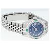 Image 3 : Rolex Ladies Stainless Steel Blue Roman Emerald and Diamond Datejust Wristwatch