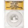 Image 1 : 2014 Proof 1/2 oz Platinum JFK Apollo 11 Anniversary Medal ANACS MS69