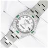 Image 2 : Rolex Ladies Stainless Steel White Roman Emerald and Diamond Datejust Wristwatch