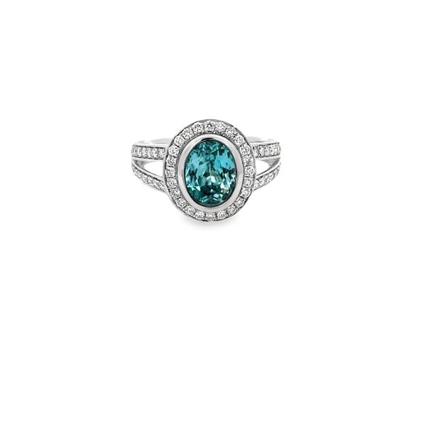 Natural Blue Zircon & Diamond Ring - Baranof Jewelers