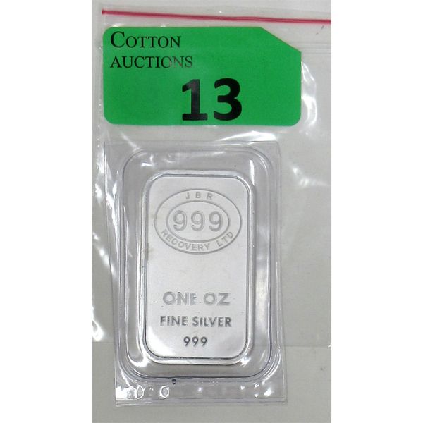 1 Oz .999 Silver JBR Ethically Sourced Bar 