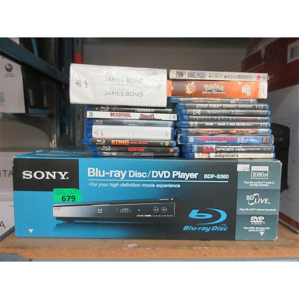 Sony Blu-ray Disc/DVD Player with DVDs