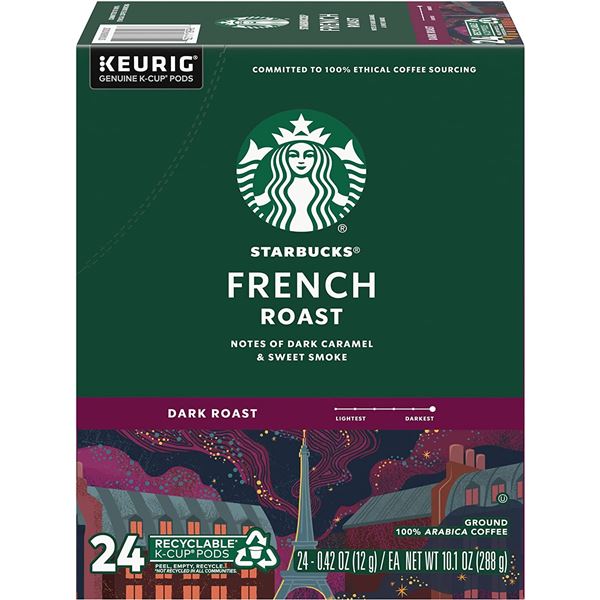 NEW BOX OF 24 KEURIG STARBUCKS FRENCH ROAST COFFEE