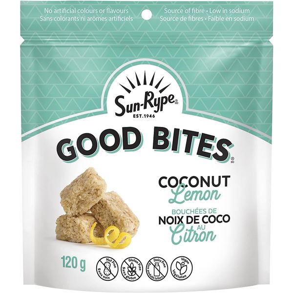 NEW CASE OF 8 SUN-RYPE GOOD BITES COCONUT & LEMON