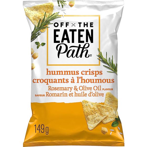 NEW CASE OF 11 OFF THE EATEN PATH HUMMUS CRISPS W/