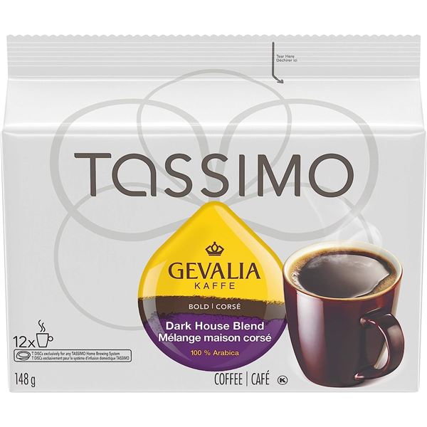 NEW BOX OF 12 TASSIMO GEVALIA KAFFE BOLD