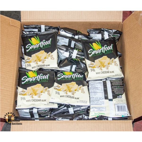NEW CASE OF 35 BAGS OF SMARTFOOD WHITE CHEDDAR