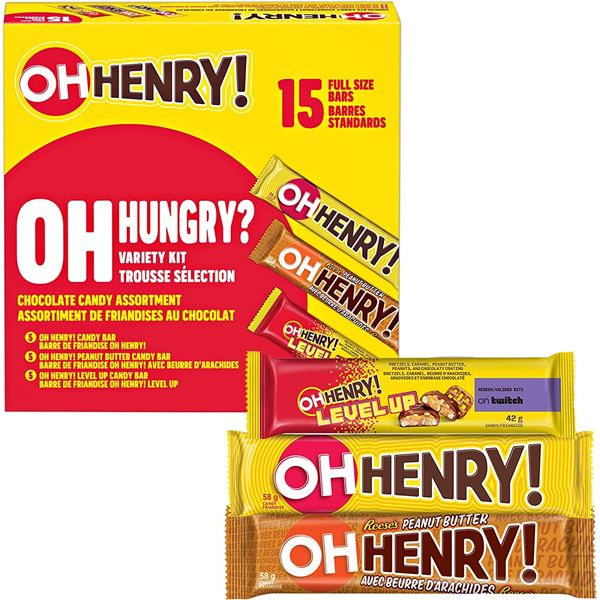 NEW BOX OF OH HENRY 15 ASSORTED CHOCOLATE BARS