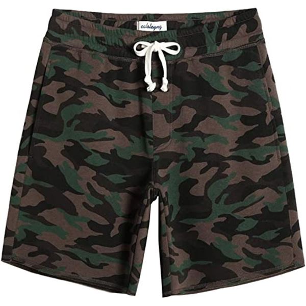 NEW CALOLEYNG MENS SMALL SHORTS, WOODLAND CAMO