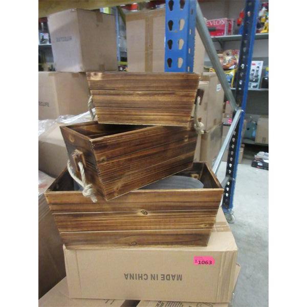 2 Sets of 3 New Small Wood Planter Boxes