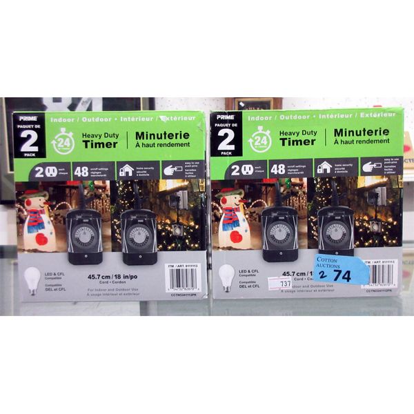 2 x Two Packs Prime Heavy Duty Timers - Indoor/ Outdoor 