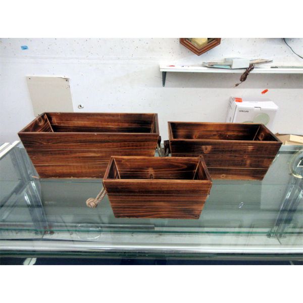 2 Sets of 3 New Small Wood Planter Boxes