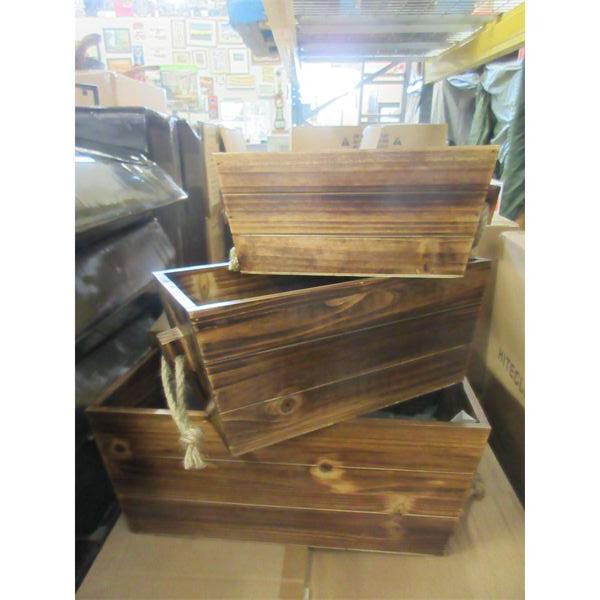 2 Sets of 3 New Small Wood Planter Boxes