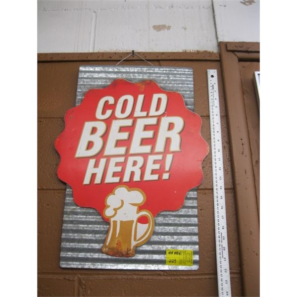 METAL COLD BEER HERE SIGN