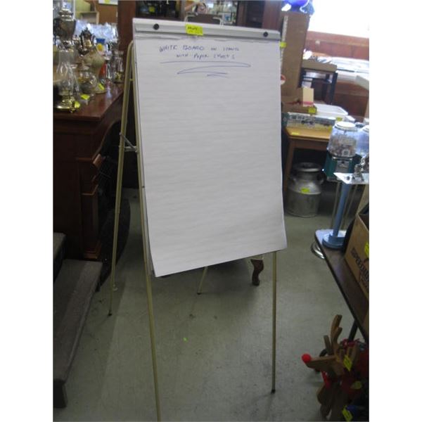 FOLDING WHITEBOARD ON STAND W/PAPER SHEETS