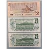 Image 2 : Canadian Banknotes - 2 x $1 and 1 x $2