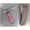 Image 2 : Straight Razor Knife - Damascus Blade - NEW Hand Made c/w Leather Sheath