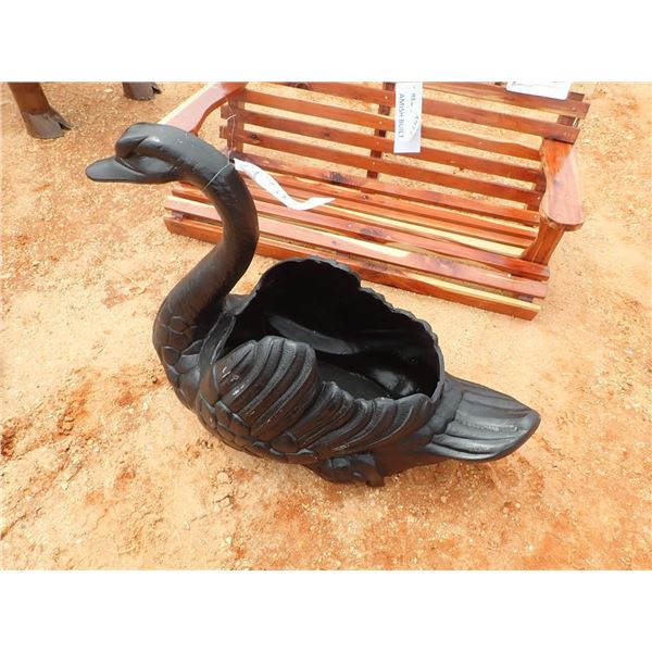 ALUMINUM SWAN METAL ART PLANTER