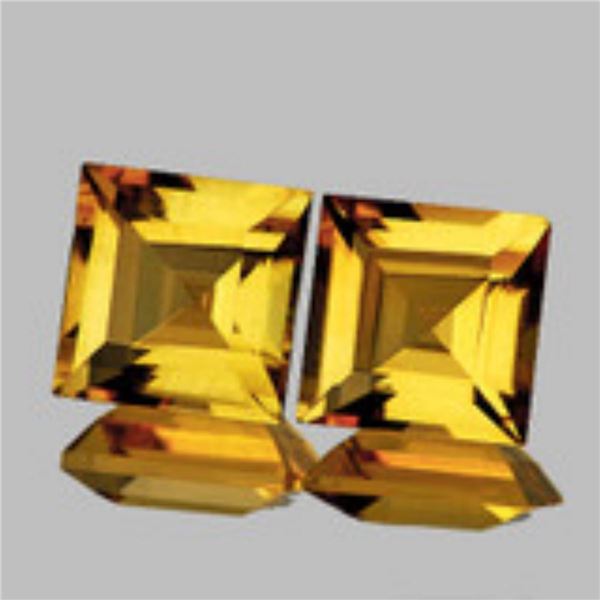 Natural Princess Golden Yellow Citrine Pair(Flawless-VVS}